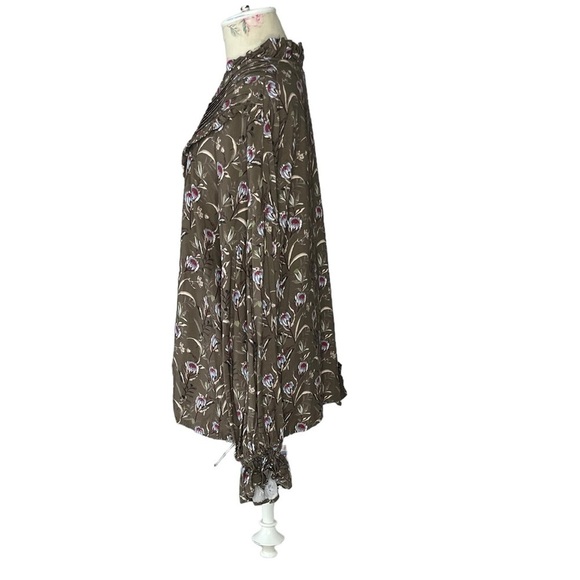 The Drop Cottage Core Olive Floral Ruffle Blouse by Ashley Robertson  XL NWT - Picture 8 of 16